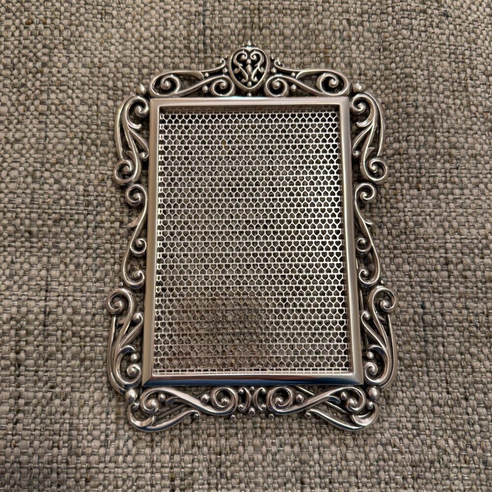 Brighton Silver Metal Ornate Frame Earring Holder Mesh